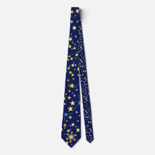   Cute Navy Blue Celestial Pattern Fun Lovely Star Tie