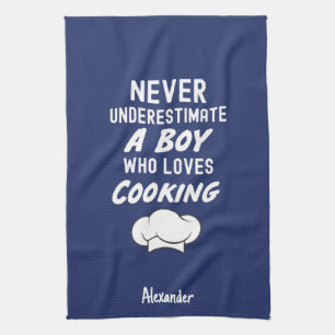 Cute Navy Blue Cooking Gifts For Little Boys Kids Tea Towel