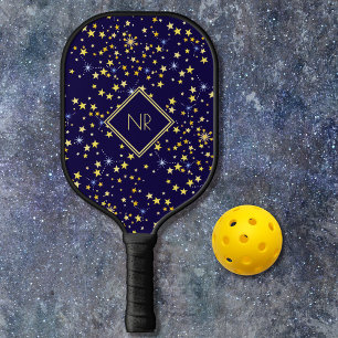 Cute Navy Blue Galaxy Stars Celestial Customisable Pickleball Paddle