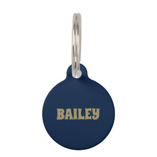 Cute navy blue gold custom dog cat Name Info Pet Tag