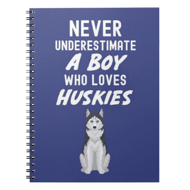 Cute Navy Blue Husky Gifts For Baby Boys Kids Dog Notebook (Front)