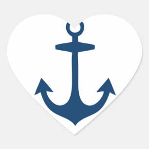 Cute Navy Blue Nautical Inspired Heart Sticker