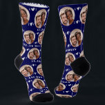 Cute Navy Blue Newlyweds Photo Wedding  Socks<br><div class="desc">These cute navy blue wedding socks feature the newlywed couple's photo and white hearts in an offset pattern and your names and wedding date! These are perfect for the groom as he walks down the aisle, as a bridal party favour, or as a bridal or couple's shower gift for the...</div>