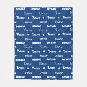 Cute navy blue repeating name personalised fleece blanket