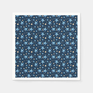 Cute Navy Blue Star Patterned Party Napkin