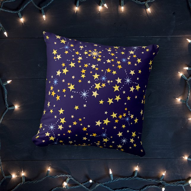 Cute Navy Blue Star Print Seamless Pattern Pretty Cushion (Creator Uploaded)