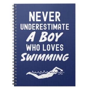 Cute Navy Blue Swimming Gifts For Baby Boys Kids Notebook