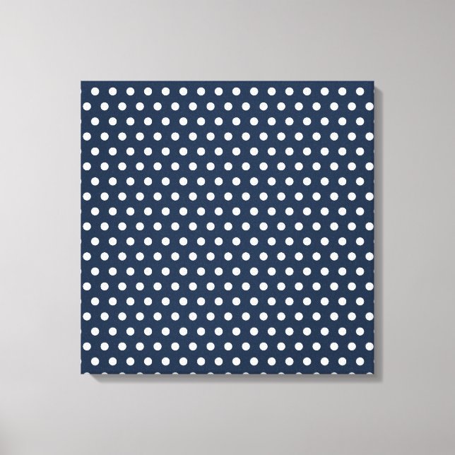 Cute Navy Blue White Tiny Little Polka Dots Gifts Canvas Print (Front)