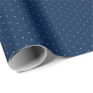Cute navy blue white tiny polka dots chic elegant wrapping paper
