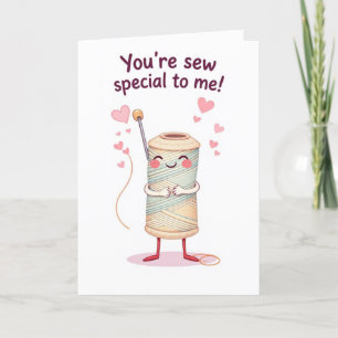 Cute Needle and Thread Kids Valentines Day Holiday Card