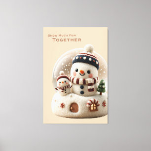 Cute Needle Felted Snowman Snowglobe Canvas Print