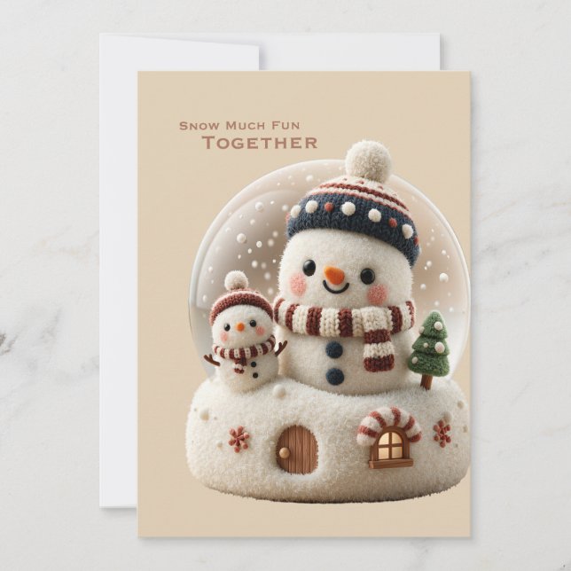 Cute Needle Felted Snowman Snowglobe Invitation (Front)