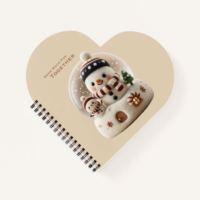 Cute Needle Felted Snowman Snowglobe Notebook (Front)