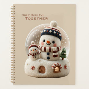 Cute Needle Felted Snowman Snowglobe Planner