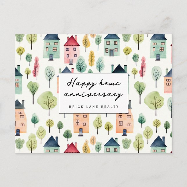 Cute Neighbourhood Happy Home Anniversary Realty  Postcard (Front)