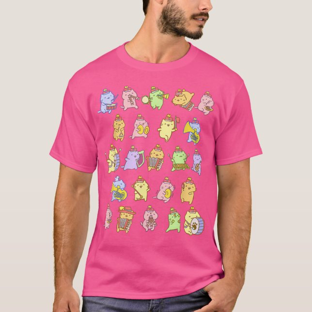 Cute Neko Cat Band T-Shirt (Front)