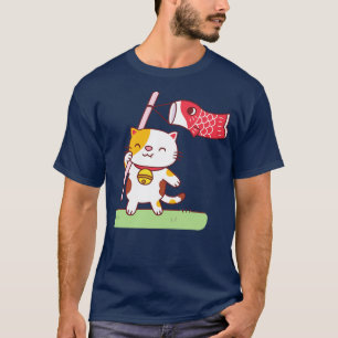 Cute Neko Cat with Koinobori p Streamer T-Shirt