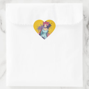 Cute Neko Girl Heart Sticker