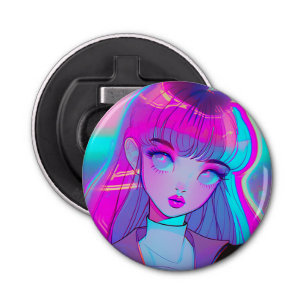 Cute Neon Anime Girl Bottle Opener