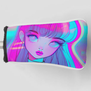 Cute Neon Anime Girl Golf Head Cover