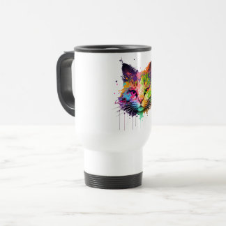Cute Neon Ink Cat Coffee Mug