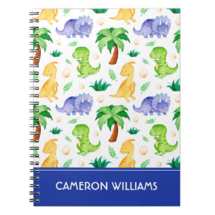 Cute Neon Watercolor Dinosaur Pattern Notebook