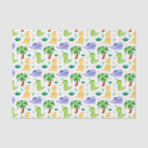 Cute Neon Watercolor Dinosaur Pattern Tissue Paper