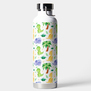 Cute Neon Watercolor Dinosaur Pattern Water Bottle