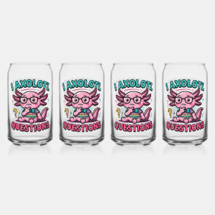 Cute Nerd Axolotl I Axolotl Questions Marks Meme Can Glass
