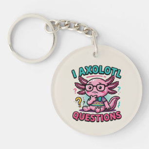 Cute Nerd Axolotl I Axolotl Questions Marks Meme Key Ring