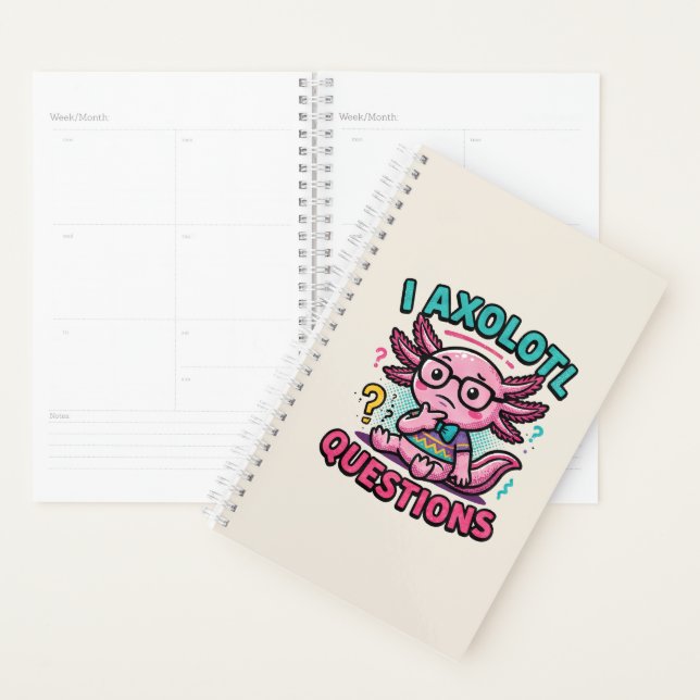 Cute Nerd Axolotl I Axolotl Questions Marks Meme Planner (Display)