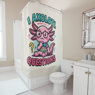 Cute Nerd Axolotl I Axolotl Questions Marks Meme Shower Curtain