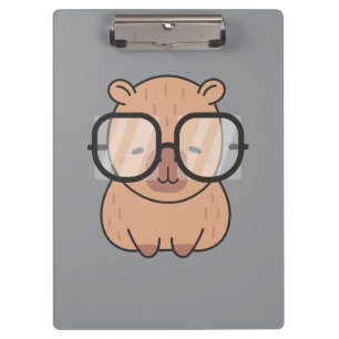 Cute Nerd Capybara with Glasses Kawaii Aesthetic Clipboard