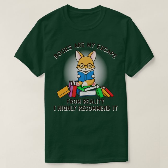 Cute Nerd Fox Reading A Books T-Shirt (Design Front)