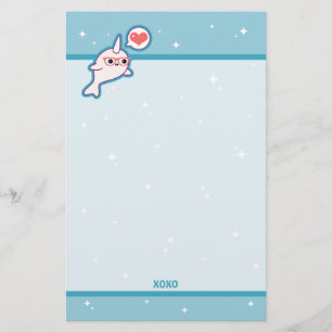 Cute Nerd Narwhal Stationery