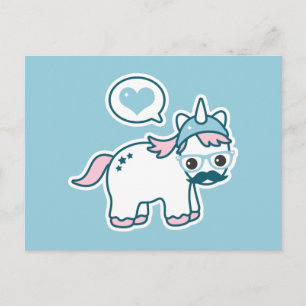 Cute Nerd Unicorn Postcard