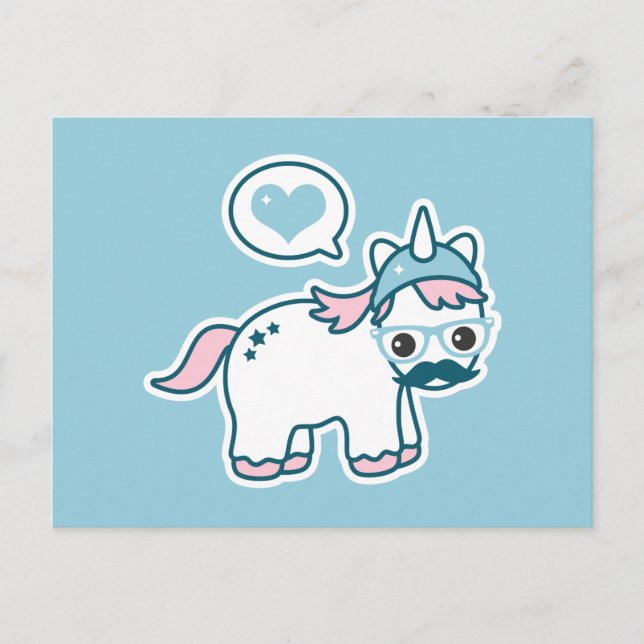 Cute Nerd Unicorn Postcard (Front)