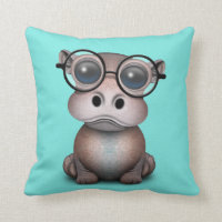 Cute Nerdy Baby Hippo Wearing Glasses