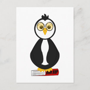 Cute Nerdy Bookworm Penguin Postcard