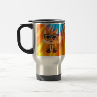 Cute Nerdy Fox Colourful Abstract Modern Kawaii Travel Mug