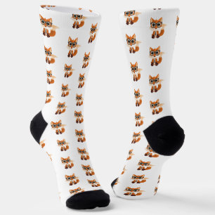 Cute Nerdy Fox Kawaii Cartoon Eco Friendly Cosy Socks
