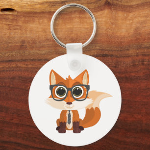 Cute Nerdy Fox Kawaii Cartoon Premium Everyday Key Ring