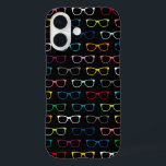 Cute Nerdy Hipster Glasses Pattern Colourful Black iPhone 16 Case<br><div class="desc">A cute and nerdy iPhone 16 case with a colourful hipster eye glasses pattern on a black background. Ideal for bookworms,  geeks,  opticians,  and more!</div>