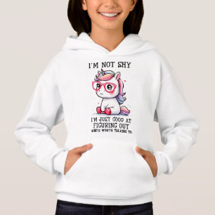 Cute Nerdy Unicorn Girls Hoodie: Shy and Adorable