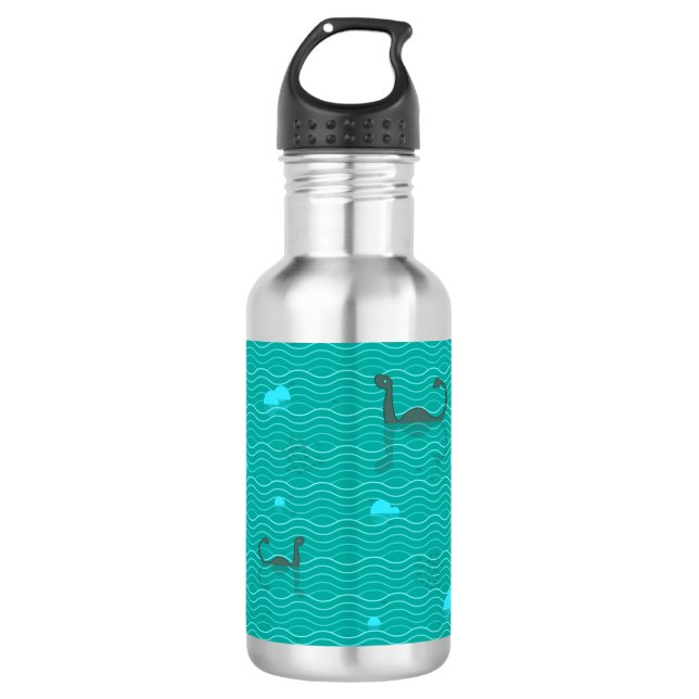 Cute Nessies Iceburgs And Fish On A Blue Sea 532 Ml Water Bottle (Front)
