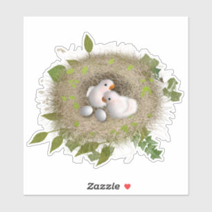 Cute nest of birds Custom-Cut Vinyl Sticke