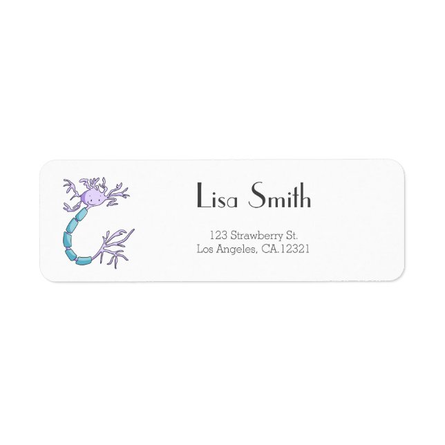 Cute Neuron Cartoon Personalised Return Address (Front)
