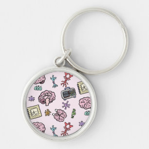 Cute Neuroscience Pattern Key Ring