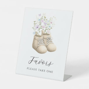 Cute Neutral Baby in Bloom Favours Baby Shower Sig Pedestal Sign