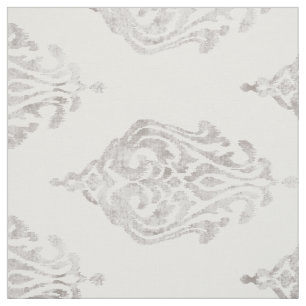 Cute neutral beige damask ikat tribal patterns fabric